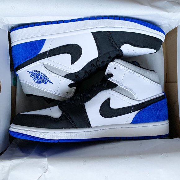 🤍💙🖤 Nike Air Jordan 1 mid white blue black - Picture 4 of 4